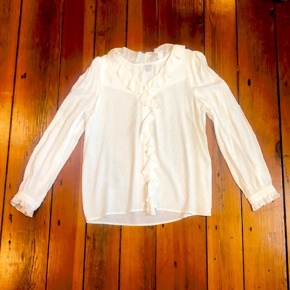 Sundance White Ruffled Button-Up Blouse
